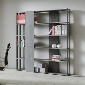 Libreria Eleganza Kato, Composizione B Kato 6R 2 fianchi 4 fasce lunghe / Cemento