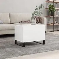 Tavolino Salotto Bianco Lucido 60x44,5x45 cm Legno Multistrato 830958