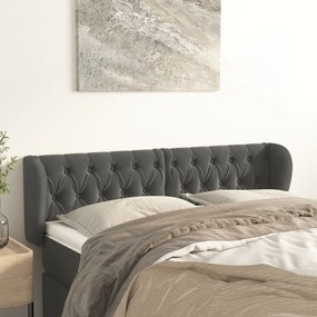 Testiera Ad Orecchio Grigio Scuro 163x23x78/88 Cm İn Velluto /