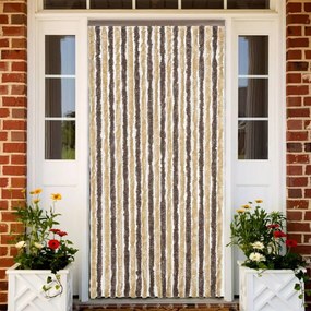 Tenda Antimosche Marrone Scuro E Beige 100x220 Cm İn Ciniglia /