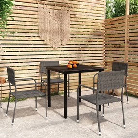 Set Mobili da Pranzo da Giardino 5 pz Grigio