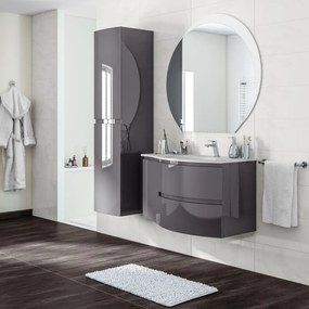 Mobile sottolavabo e lavabo Vague antracite L 104 x H 55 x P 52 cm 1 vasca 2 cassetti