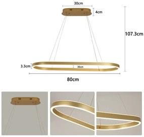 Brilagi - Lampadario LED sospeso su cavi PONDIE LED/44W/230V 80x30 cm oro