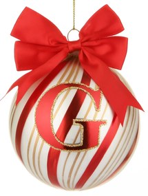 Pallina Natale con lettera G 10 cm Circus rosso