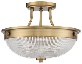 Lampadario Contemporaneo Mantle Vetro Ottone Anticato 2 Luci E27