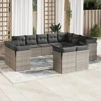 Set Divani da Giardino 12 pz con Cuscini Grigio in Polyrattan 3250369