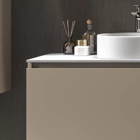 Mobile bagno 100 cm sospeso con piano da appoggio in solid surface bianco SP-100C - KAMALU