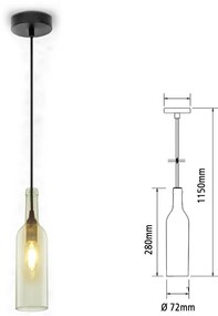 Lampadario a Sospensione Forma Bottiglia In Vetro Colore Trasparente Attacco E14 Per Ristorante Sushi Bar SKU-3771
