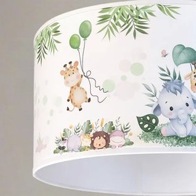 BRILAGI - Lampadario LED per bambini a sospensione con cavo BOBO 1xE27/60W/230V Ø 35 cm bianco/giungla