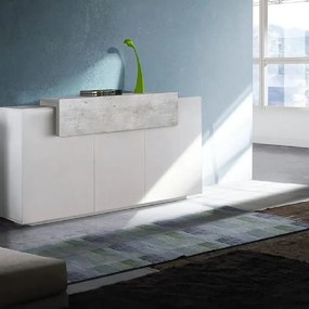 Mobile credenza CORO L 160 x H 85.5 P 45 cm bianco lucido e grigio