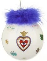 Pallina Natale cuore blu 10 cm Good Luck