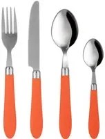 Set 24 posate Smooth in acciaio inox con manico arancione