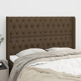 Testiera Ad Orecchio Marrone Scuro 163x16x118/128 Cm İn Tessuto /