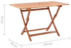 Tavolo da giardino pieghevole 120x70x75 cm in legno eucalipto
