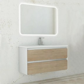 Mobile sottolavabo e lavabo 4Cento per vasca centrale rovere tabacco L 100 x H 55 x P 46 cm 2 cassetti