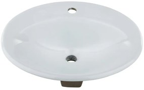 Lavabo da appoggio ovale in porcellana L 56 x H 19.5 x P 48 cm bianco lucido piletta non inclusa