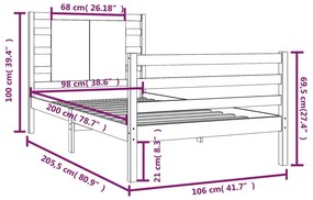 Giroletto bianco in legno massello di pino 100x200 cm