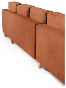 Divano angolare arancione allungabile (con penisola a sinistra/a forma di "U") con rivestimento in velluto a coste Tori – Bonami Selection