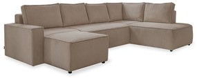 Divano letto angolare in velluto a coste beige Brave Dave - Miuform