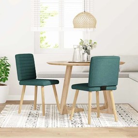 Sedie Da Pranzo 2 Pz Verde Scuro İn Tessuto /