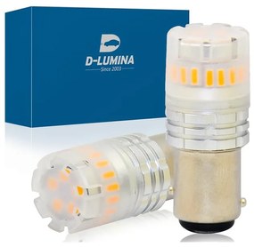 Lampada Led 1157 BAY15D P21/5W Canbus Arancione Ambra 12V No Errore IP67 Illuminazione 360 Gradi