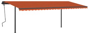 Tenda Retrattile Manuale con Pali 6x3,5 m Arancione e Marrone