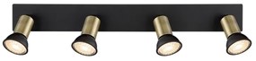 Globo 57998-4B - Faretto DREW 4xGU10/35W/230V nero/ottone