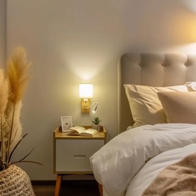 Brilagi - LED Lampada flessibile da muro NUBILA WOOD 1xE27/25W/230V + LED/3W quercia/bianco/color crema