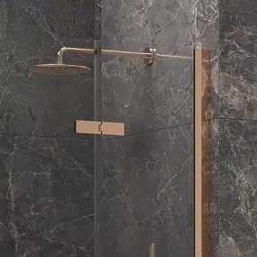 Kamalu - Porta doccia 160cm battente e 2 fissi oro rosa spazzolato | KT6000RG