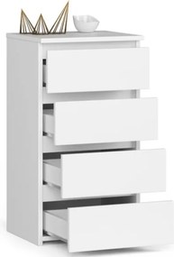 Cassettiera Moderna 40x35x74 Cm 4 Cassetti Bianco Opaco Artika
