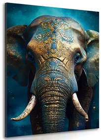 Stampa su tela – Elefante blu-oro