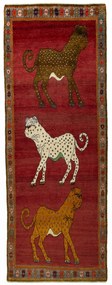 Gabbeh Tappeto 100x280 Rosso (Iran) Annodato A Mano