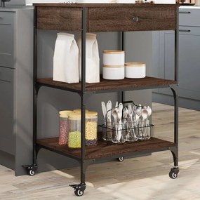 Carrello Cucina Rovere Marrone 60x48x89,5 Cm Legno Multistrato /