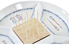 Vassoio per aperitivi DKD Home Decor Naturale Azzurro Bambù Gres (23,5 x 23,5 x 7 cm)