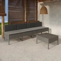 Set Divani da Giardino 5 pz con Cuscini in Polyrattan Grigio 3094326