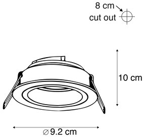 Set di 6 faretti da incasso rotondi bianchi regolabili - Chuck