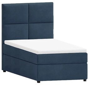 Letto singolo imbottito con contenitore blu scuro con materasso e topper inclusi 100x200 cm Lena – Ropez