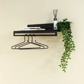 Attaccapanni da parete nero in metallo con scaffale 78 cm Sway – Spinder Design