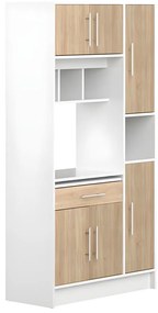 Credenza da cucina  5 ante e 1 cassetto Bianco e quercia - MADY