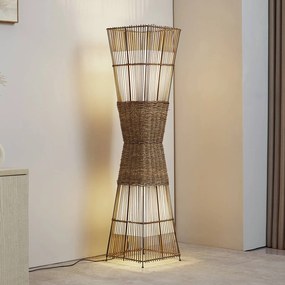 Lindby Jacinto piantana, bambù, canapa, altezza 130 cm