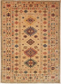 Kazak Tappeto 210x150 Beige (Pakistan) Annodato A Mano