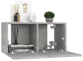 Set di mobili porta tv 4 pz grigio cemento in legno multistrato