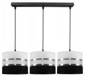 Lampadario a sospensione con filo CORAL 3xE27/60W/230V bianco e nero