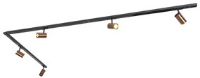 Sistema a binario moderno monofase con 5 faretti bronzo scuro - Jeana
