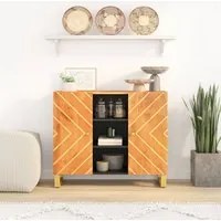 Credenza Marrone e Nera 90x33,5x75cm in Legno Massello di Mango 356811