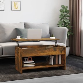 Tavolino Da Salotto Rovere Fumo 102x50x52,5cm Legno Multistrato /