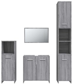 Set mobili da bagno 4 pz grigio sonoma in legno multistrato