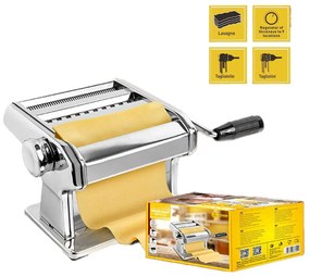 Macchina per Pasta con Trafile Staccabili Rulli in Acciaio Regolabile 9 Spessore Perfetto per Lasagne Tagliatelle e Tagliolini SKU 5120