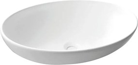 Lavabo da appoggio Eklettica ovale in ceramica senza foro H 16 cm bianco lucido