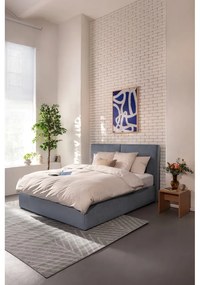 Letto matrimoniale imbottito blu con contenitore e rete inclusi 180x200 cm Thessa Bold – Bonami Selection